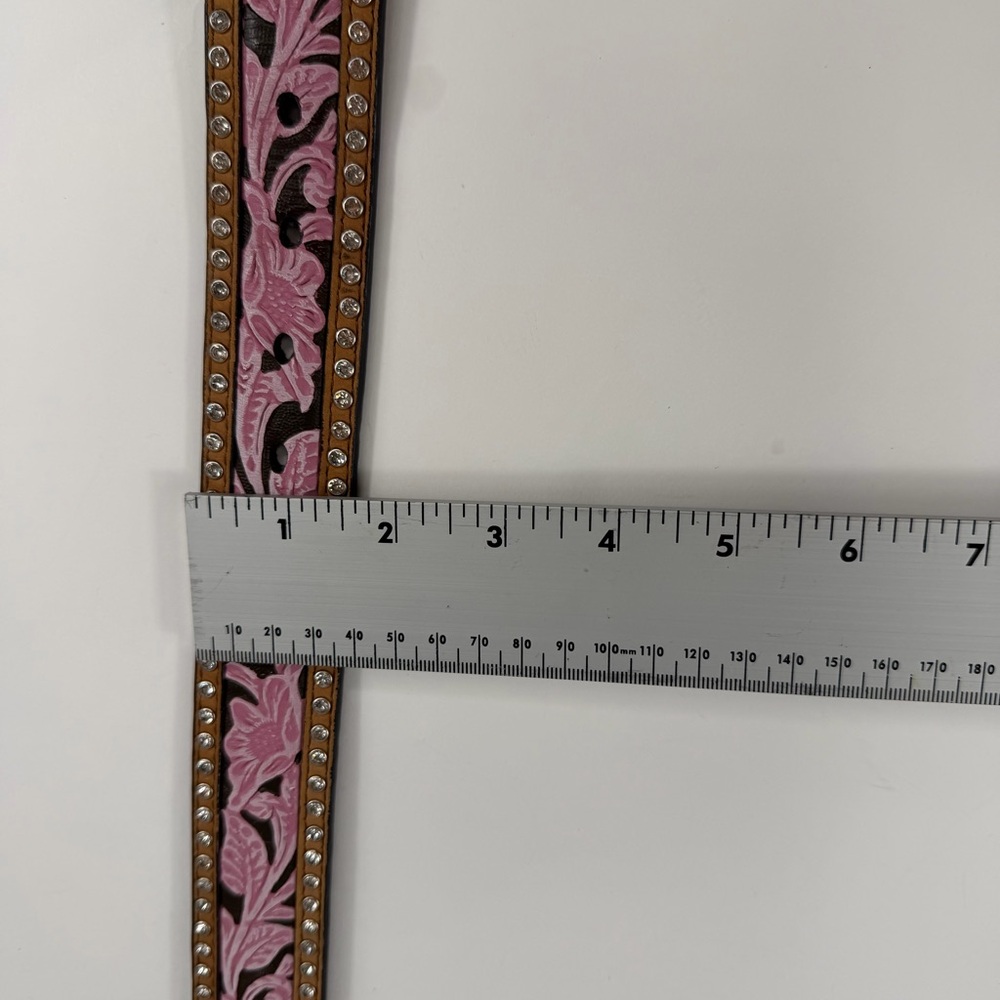 Elegant Cowgirl Pink Rhinestone Floral Belt with Silver Buckle ~ YEEHAW - Picture 10 of 11
